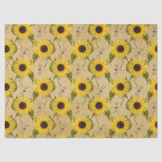 Zonnebloemen en Libellen Serie Design 7 Tissuepapier (Voorkant)