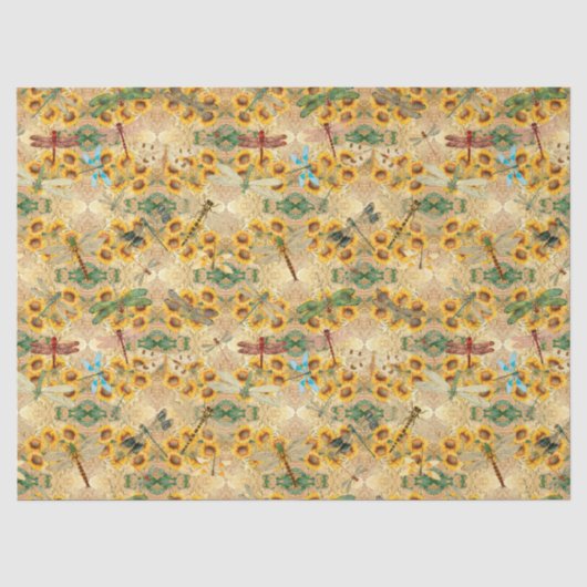Zonnebloemen en Libellen Serie Ontwerp 1 Tissuepapier (Voorkant)