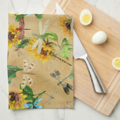  zonnebloemen en libellen theedoek (Quarter Fold)