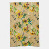 zonnebloemen en libellen theedoek (Verticaal)