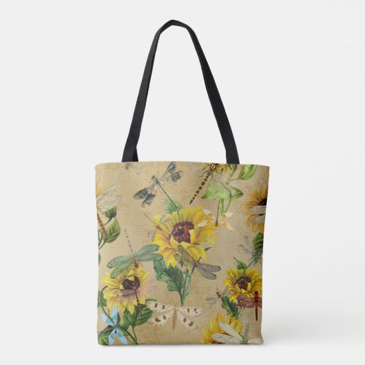 zonnebloemen en libellen tote bag (Achterkant)