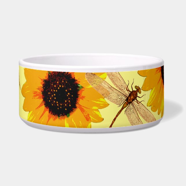 Zonnebloemen en libellen; voerbakje (Voorkant)