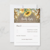 Zonnebloemen en Lichten Rustiek Land Bruiloft RSVP (Voorkant)