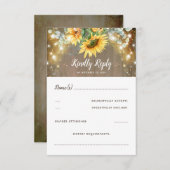 Zonnebloemen en Lichten Rustiek Land Bruiloft RSVP (Voorkant / Achterkant)