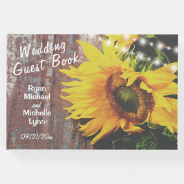 Zonnebloemen en lights Rustic Country Wedding Gastenboek