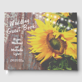 Zonnebloemen en lights Rustic Country Wedding Gastenboek