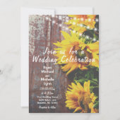 Zonnebloemen en lights Rustic Country Wedding Kaart (Voorkant)
