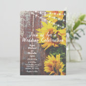 Zonnebloemen en lights Rustic Country Wedding Kaart (Staand voorkant)
