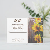 Zonnebloemen en lights Rustic Country Wedding RSVP Kaartje (Staand voorkant)