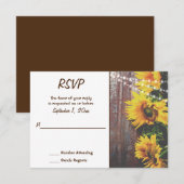 Zonnebloemen en lights Rustic Country Wedding RSVP Kaartje (Voorkant / Achterkant)