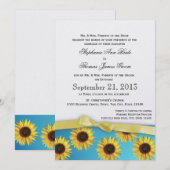 Zonnebloemen en lint Country Wedding Kaart (Voorkant / Achterkant)