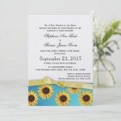 Zonnebloemen en lint Country Wedding Kaart (Staand voorkant)