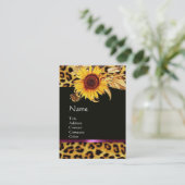 ZONNEBLOEMEN EN LUIPAARDBONT ROZE EDELSTEEN MONOGR VISITEKAARTJE (Staand voorkant)