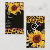 ZONNEBLOEMEN EN LUIPAARDBONT ROZE EDELSTEEN MONOGR VISITEKAARTJE (Voorkant / Achterkant)