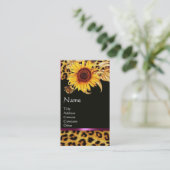 ZONNEBLOEMEN EN LUIPAARDBONT ROZE EDELSTEEN MONOGR VISITEKAARTJE (Staand voorkant)