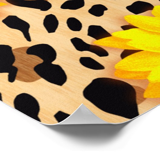 Zonnebloemen en luipaardprint: vet en levendig Nat Poster (Hoek)