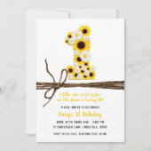 Zonnebloemen en madeliefjes 1 1e verjaardagsfeestj kaart (Voorkant)