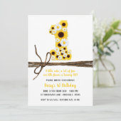 Zonnebloemen en madeliefjes 1 1e verjaardagsfeestj kaart (Staand voorkant)