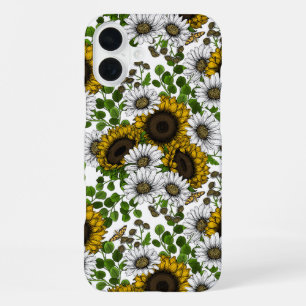 Zonnebloemen en madeliefjes, zomertuin 3 iPhone 16 plus hoesje