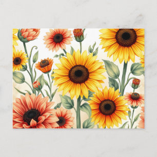  Zonnebloemen en Marigolds Botanical Briefkaart