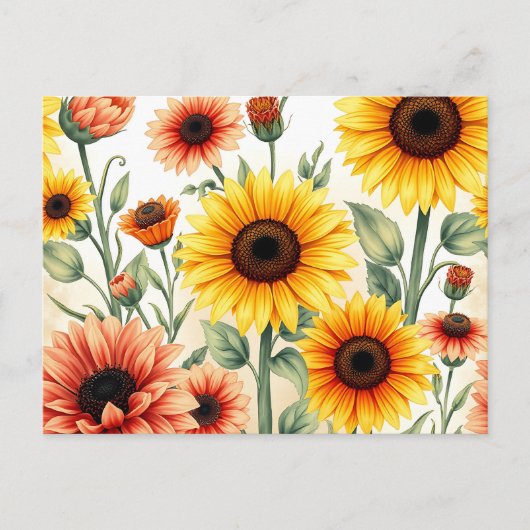  Zonnebloemen en Marigolds Botanical Briefkaart (Voorkant)