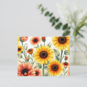  Zonnebloemen en Marigolds Botanical Briefkaart (Staand voorkant)