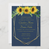 Zonnebloemen en marine bruiloft uitnodiging (Voorkant)