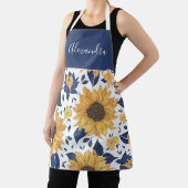 Zonnebloemen en marineblauw, speciaal gepersonalis schort (Insitu)