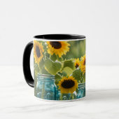 Zonnebloemen en Metsen Potten Mok (Voorkant links)