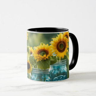 Zonnebloemen en Metsen Potten Mok