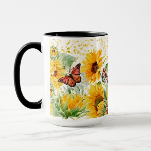 Zonnebloemen en Monarch Butterflies Mok (Links)