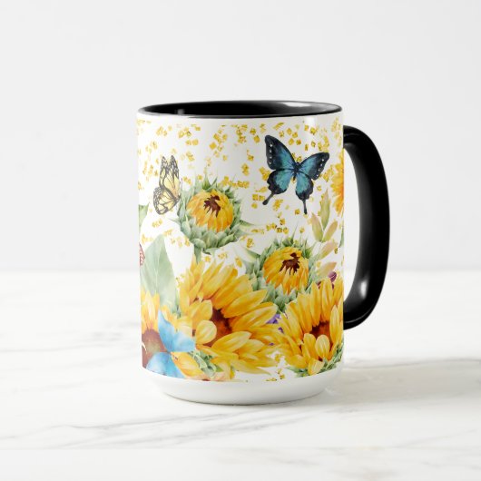 Zonnebloemen en Monarch Butterflies Mok (Voorkant rechts)