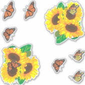 Zonnebloemen en Monarch Butterflies Sticker (Voorkant)