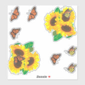 Zonnebloemen en Monarch Butterflies Sticker (Vel)