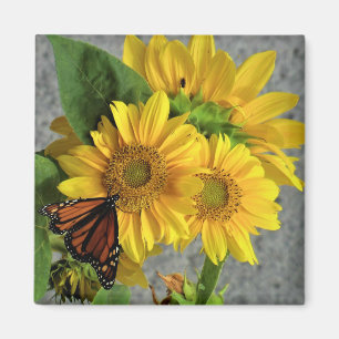 Zonnebloemen en Monarch Butterfly Koelkast Magnet