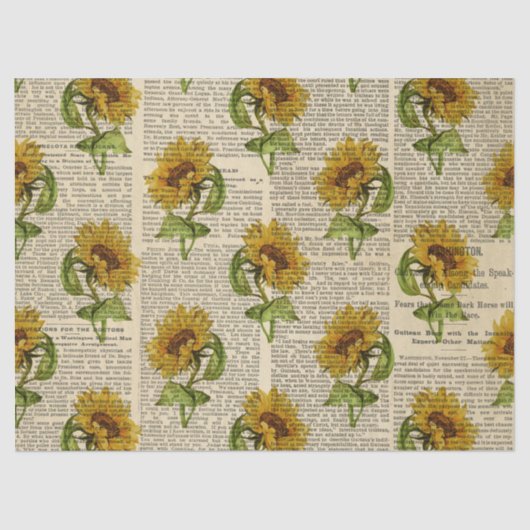 Zonnebloemen en  ontkoppeling van krantenpapier tissuepapier (Voorkant)