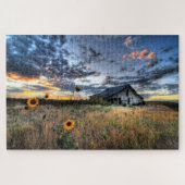 Zonnebloemen en oude houtslak - 20 x 30 inch legpuzzel (Horizontaal)