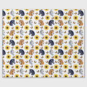 Zonnebloemen en paarden Verpakkingspapier Cadeaupapier (Vlak)