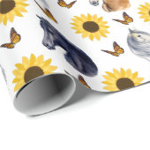 Zonnebloemen en paarden Verpakkingspapier Cadeaupapier (Rol Hoek)