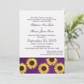 Zonnebloemen en Paarse Country Wedding Kaart (Staand voorkant)