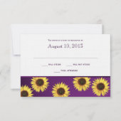 Zonnebloemen en Paarse land bruiloft reactie RSVP Kaartje (Voorkant)