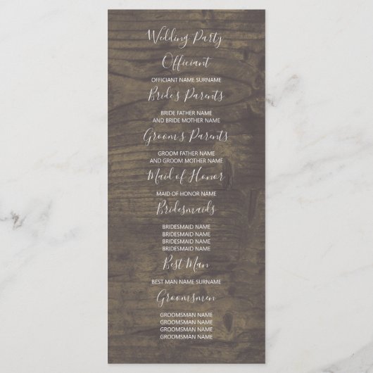 Zonnebloemen en Paarse Roos bruiloft programma's (Achterkant)