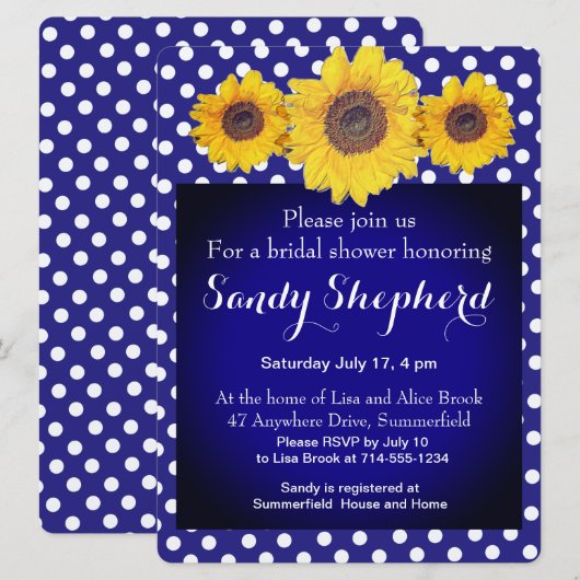 Zonnebloemen en polka dots no5 kaart (Voorkant / Achterkant)