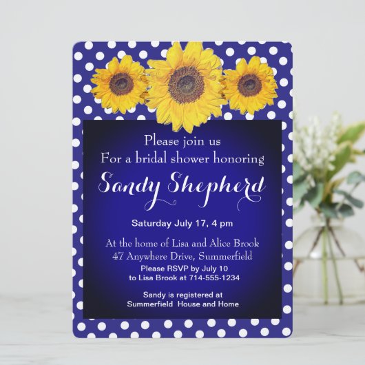 Zonnebloemen en polka dots nr. 5 kaart (Staand voorkant)