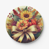 Zonnebloemen en pompoen, 7" Papier Bord (Voorkant)