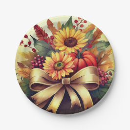 Zonnebloemen en pompoen, 7" Papier Bord