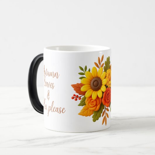 Zonnebloemen en pompoen Bloemen Design. Gezellige  Magische Mok (Voorkant links)