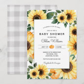 Zonnebloemen en pompoenen Baby shower Kaart (Voorkant / Achterkant)