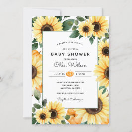 Zonnebloemen en Pompoenen Baby Shower Kaart