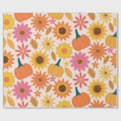 Zonnebloemen en pompoenen Herfst Patroon Cadeaupapier (Vlak)